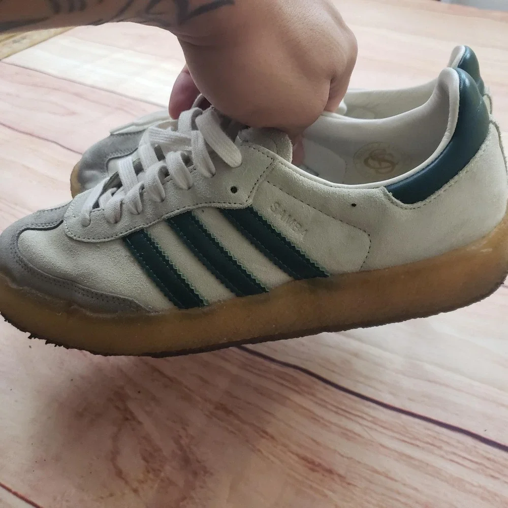 Adidas‎ Samba Fieg Shoes Mens Size 9 White Green Gum Sole Leather Suede Sneakers